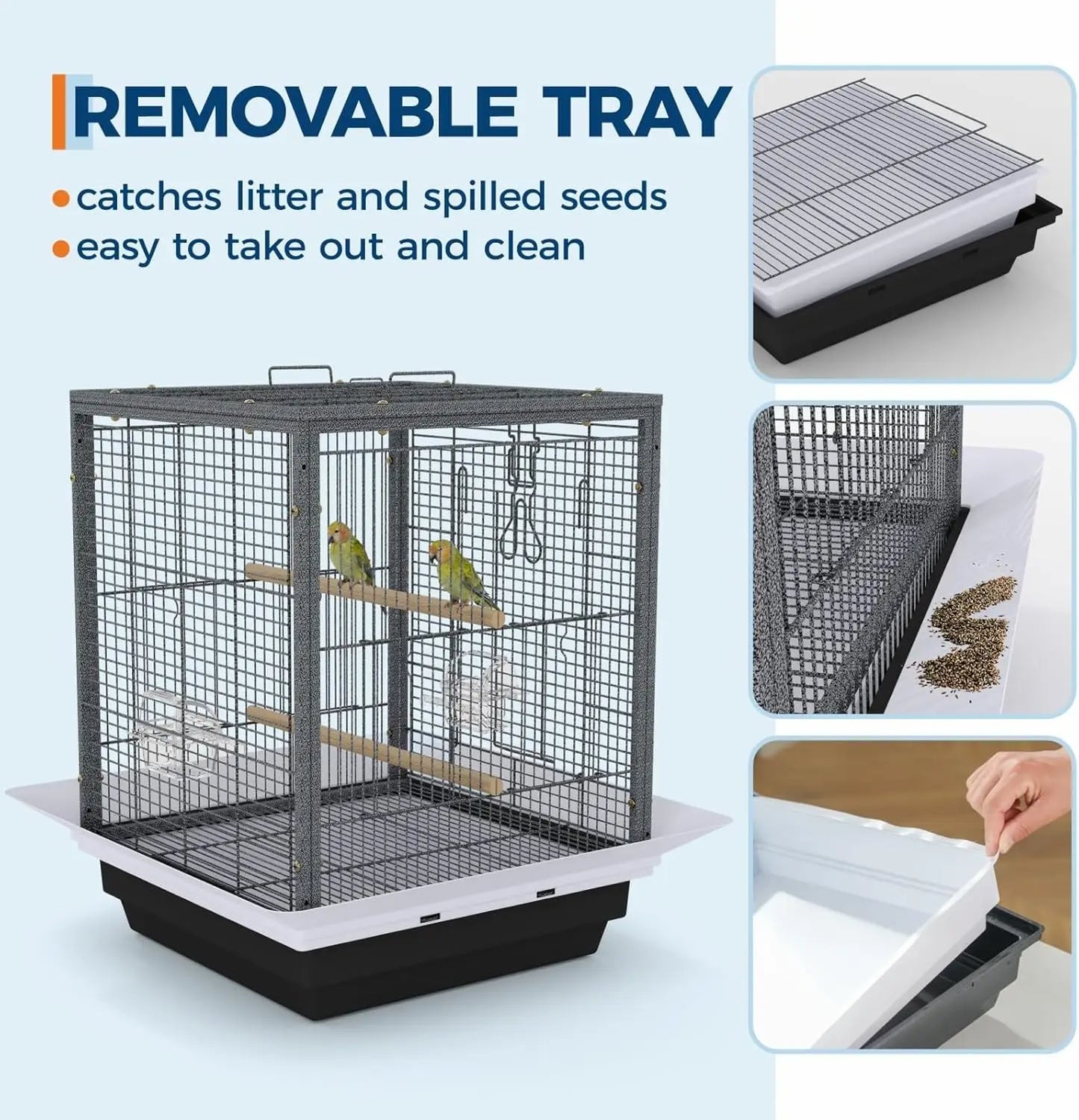 Small Bird Cage for Parakeets Birds Carrier with Removable Tray Portable Travel Habitat for Cockatiels Lovebirds Budgie