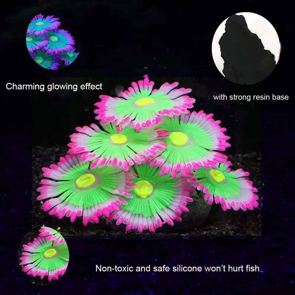 Glowing Soft Anemone Aquarium Decor Silicone Glow in Dark Artificial Plants for Fish Tank Landscape Bowl Accessories
