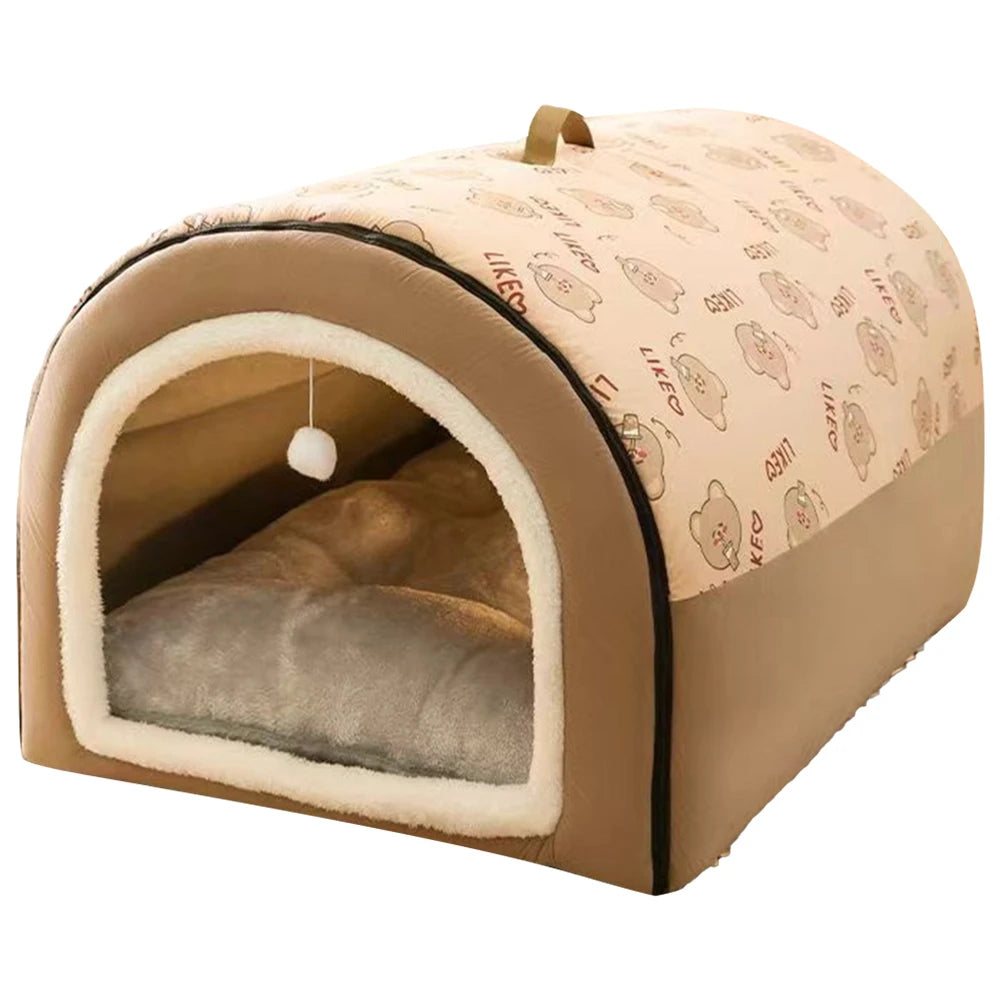 Dogs Bed Nest Detachable Plush Cotton Puppy Shelter Washable Large Dog Bed House Comfortable Cat House Nest for Medium Dogs Cats