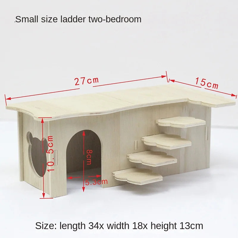 Hamster Toys Wooden Furniture Hamster Cages Wooden Running Wheels Villas Swings Wooden Nests Bite Resistant Small Houses