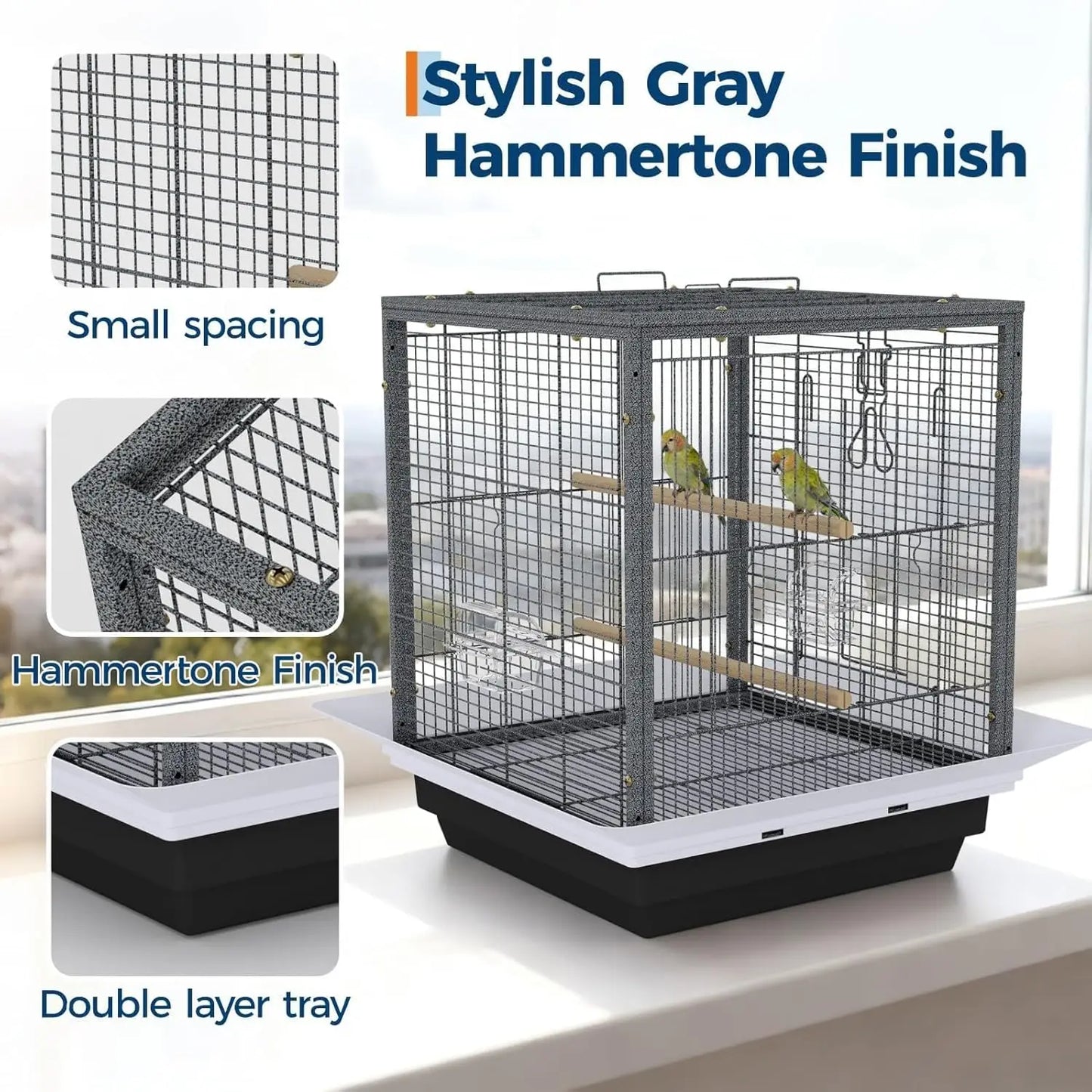 Small Bird Cage for Parakeets Birds Carrier with Removable Tray Portable Travel Habitat for Cockatiels Lovebirds Budgie