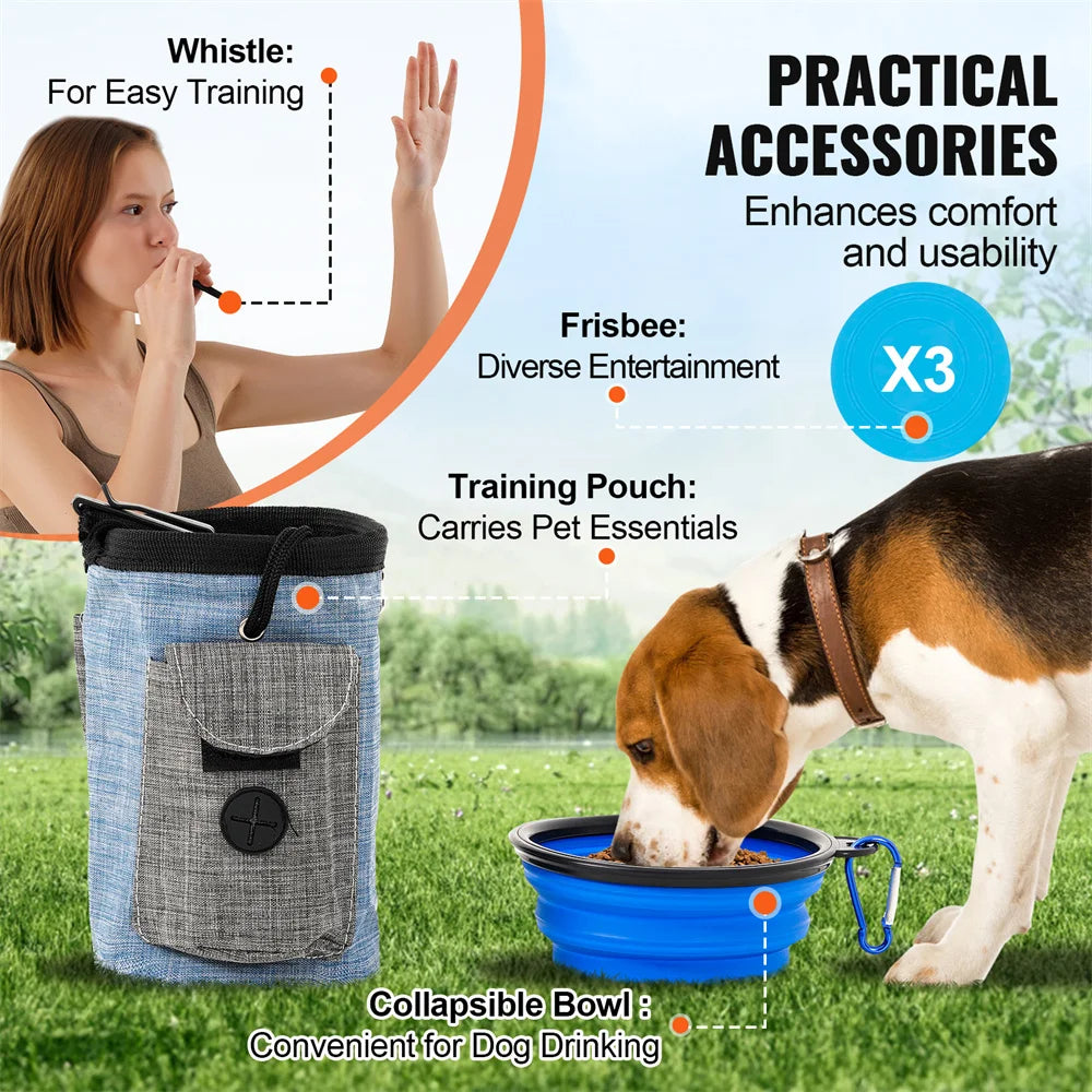Dog Agility Training Equipment 7 PCS Set Upgrade W Hurdles 2 Tunnels Ring