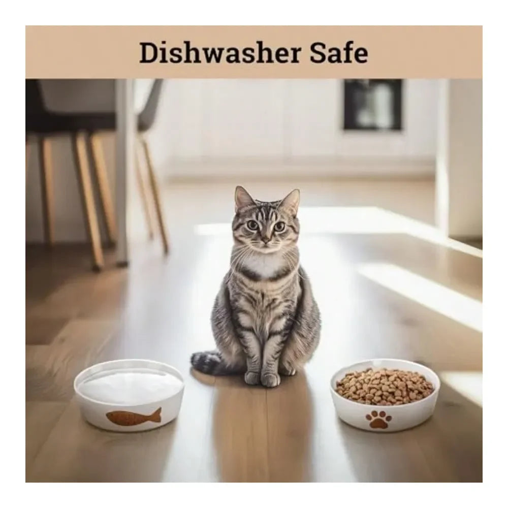 Dog Supplies Dogs Accessories Cat Bowls Whisker Friendly Ceramic Cat Bowl Set Of 2 Cute Designs With AntiSlip Bases Dishwasher A