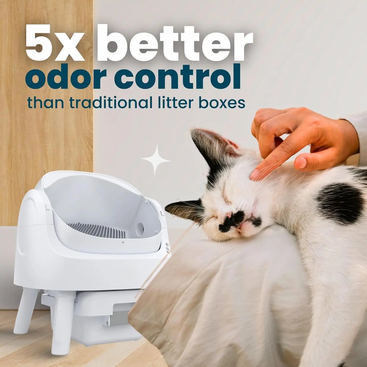 Self Cleaning Open Top Automatic Cat Litter Box for Multiple Cats, Open-Top Design for Integrated Safety, Quiet, Custom