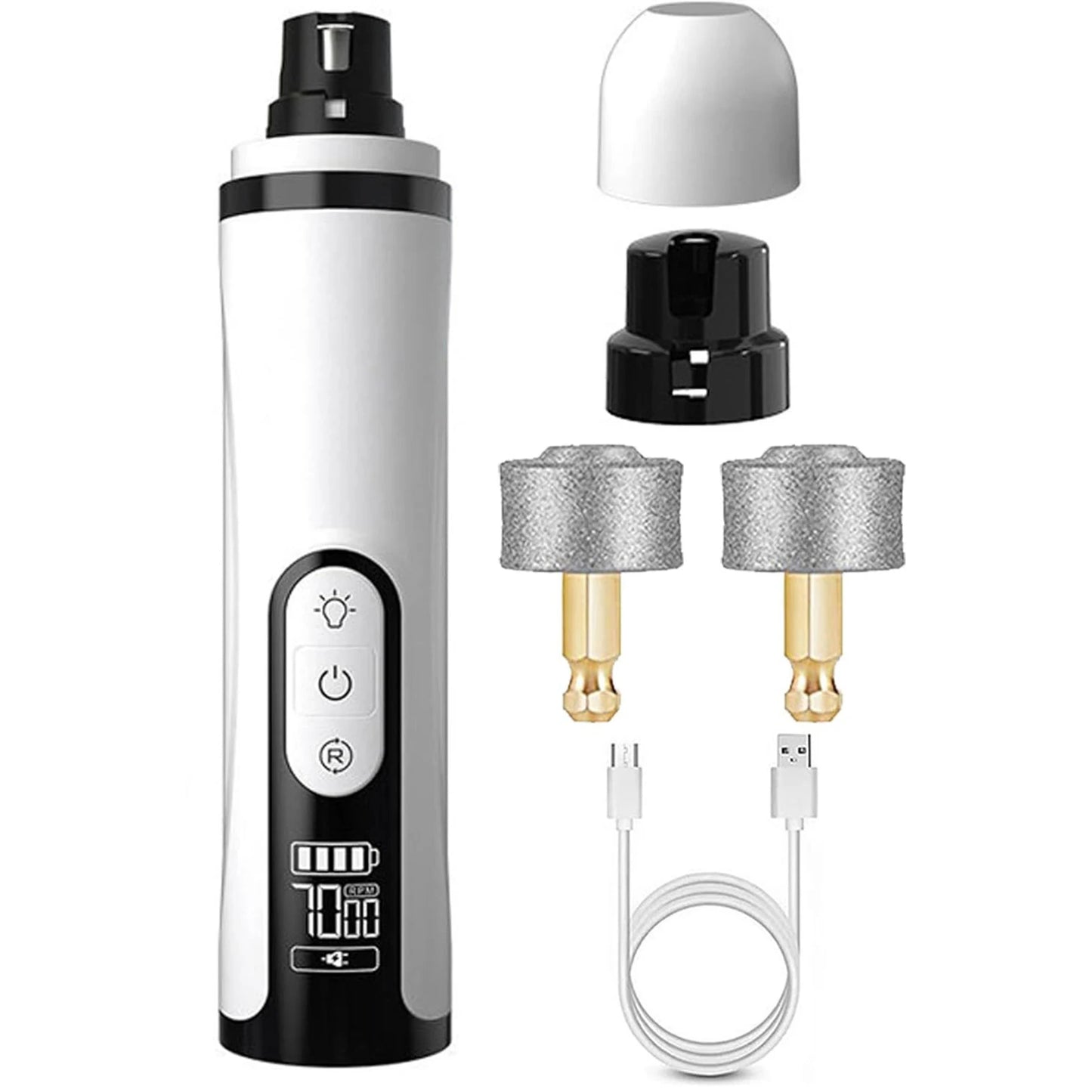 Electric Dog Nail Grinder Rechargeable Dog Nail Trimmer with 2 LED Lights Cat Nail Grinder for Small Medium Large Dogs Cats