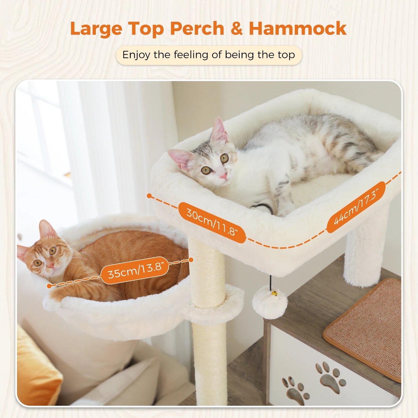 Large Cat Tree Wooden Tower with Extra Large Condos and Hammocks Modern Cat House with Spacious Perch Sisal Posts and Steel Tube
