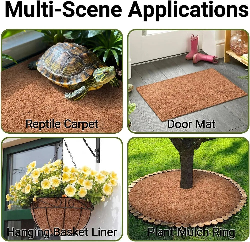 10 Pcs Natural Coconut Fiber Reptile Carpet, 12x12 inch Terrarium Liner Mat for Bearded Dragon, Lizard, Snake, Turtle, Gecko Substrate Bedding