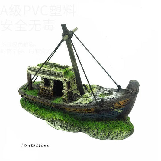 Aquarium Fish Tank Decorations Landscape Pirate Ship Wreck Ship Vintage Resin Design Boat Aquarium Accessories Home Decorations