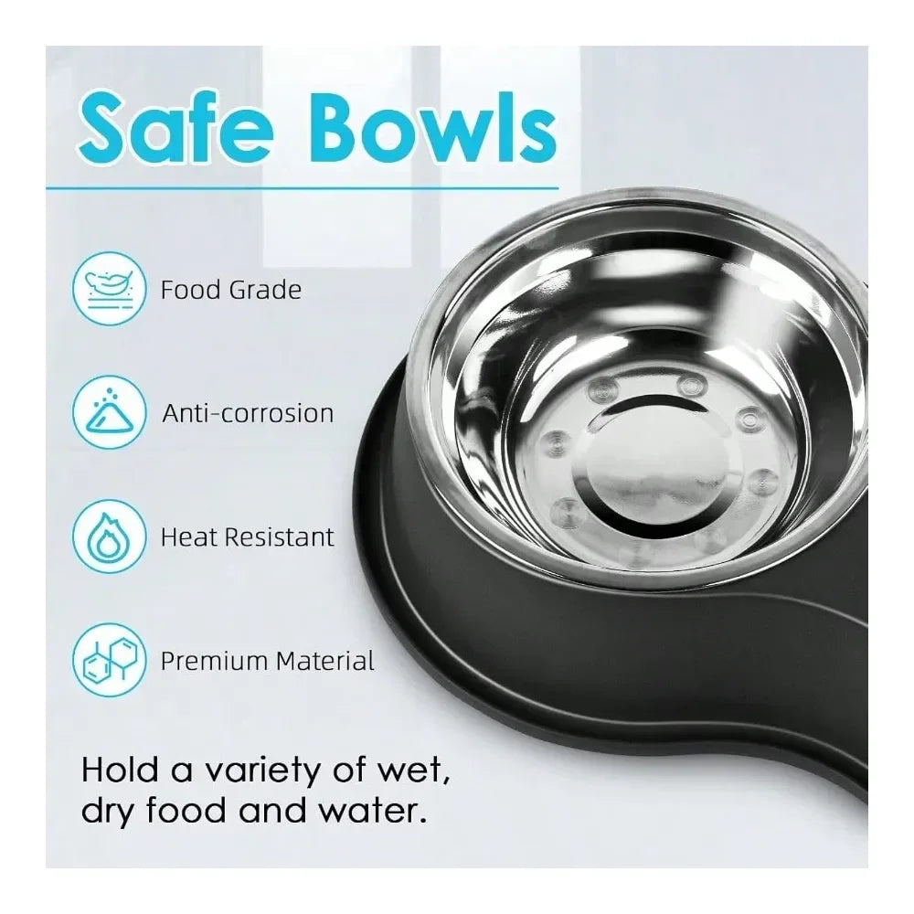 Dog Supplies Dogs Accessories Bowls Large Double Dog Water And Food Bowls Stainless Steel Bowls With NonSlip Resin Station Pet F