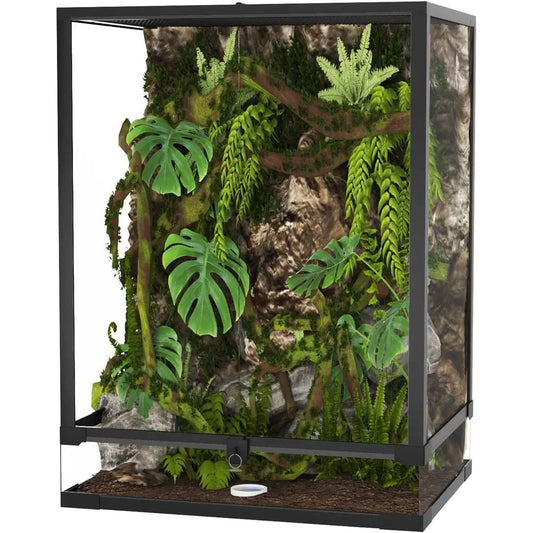 Reptile Tall Glass Terrarium 24 x 18 x 28 - Anti-Ese Design, Dual-Climate Water-Tight Base or Easy Maintenance, Reptile Enclosur