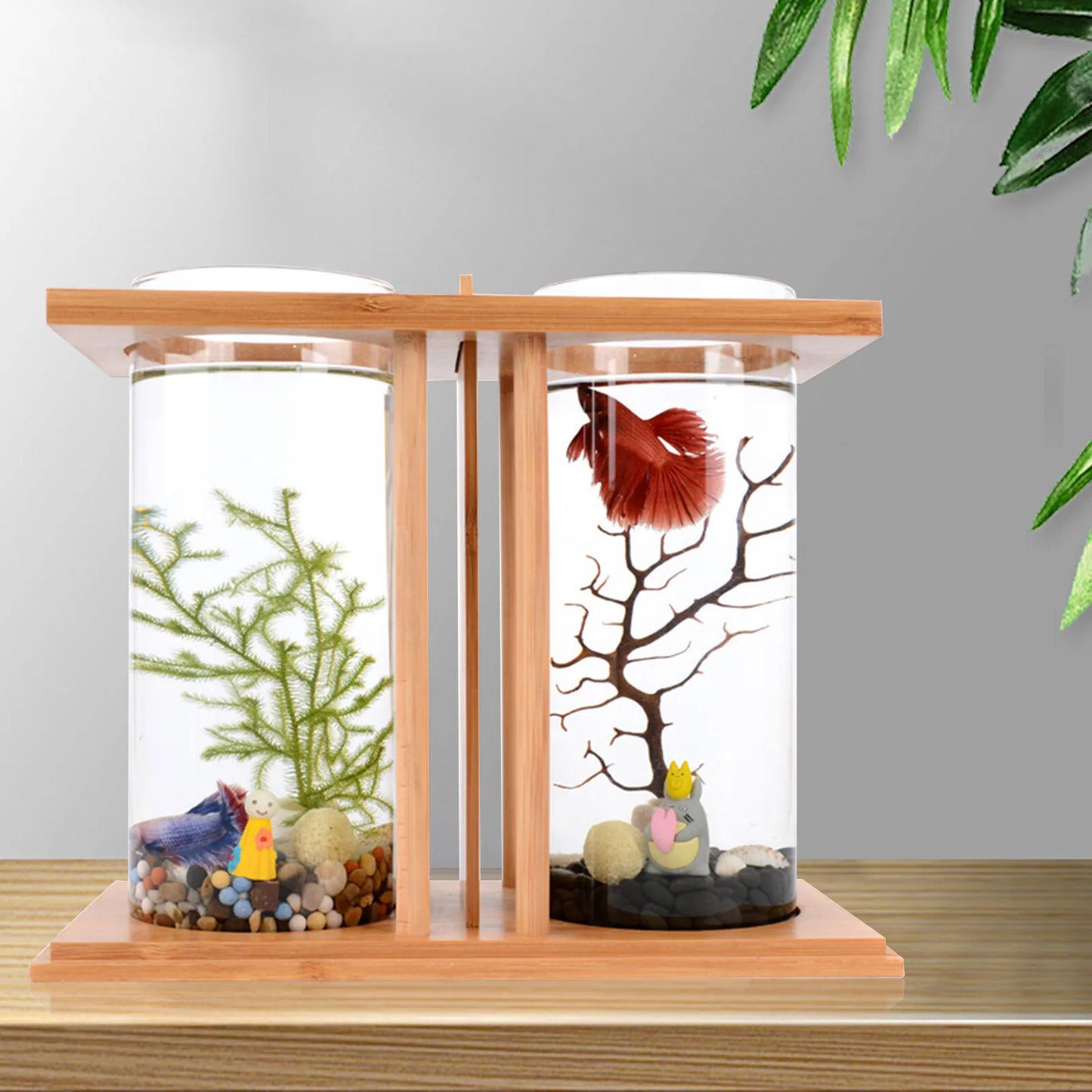 25.5*13cm Small Betta Desktop Dual Glass Fish Tank Clear Micro Landscape Fish Tank Mini Table Aquarium Betta Fish Bowl