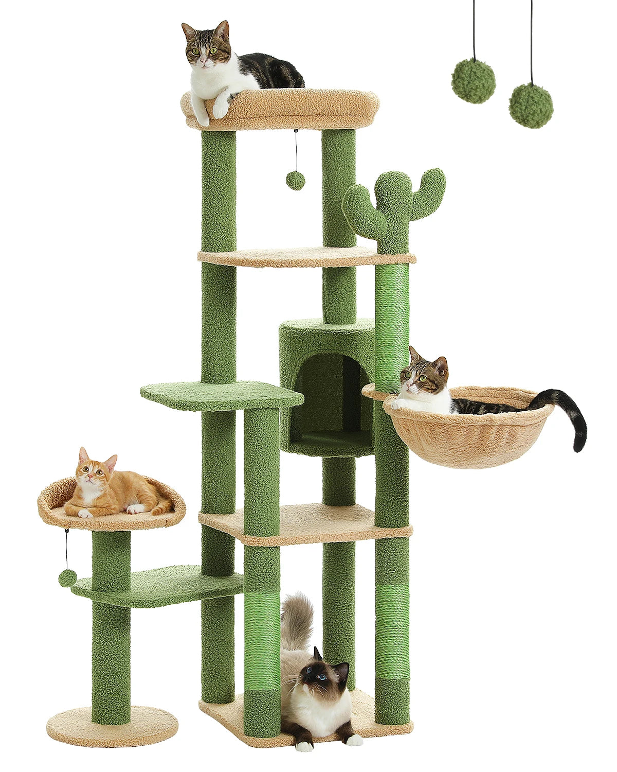 60.62 Inches Multi-Level Cat Tree Cat Tower for Indoor Cats with Sisal-Covered Scratching Post, Cozy Cat Condo, Padded Top Perch