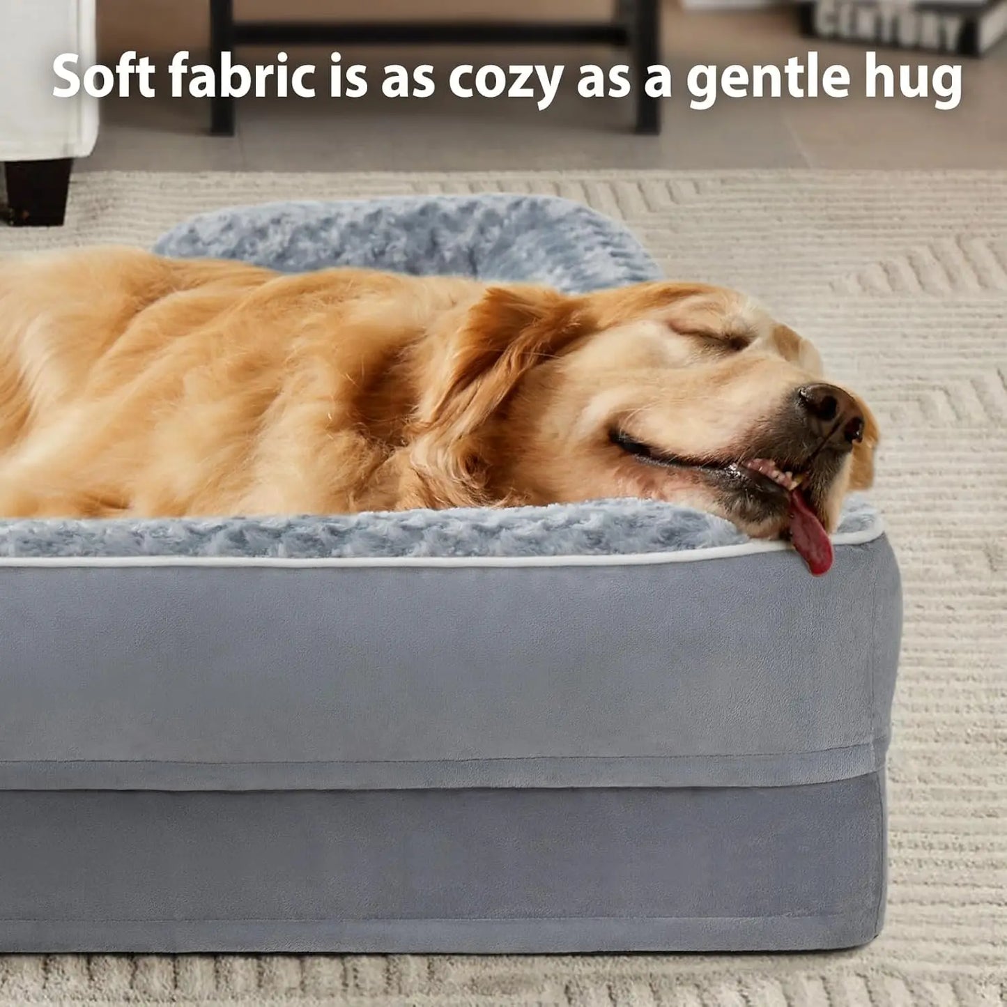 Washable Orthopedic Dog Sofa Bed with Waterproof Lining for Large Dogs, Non-Skid Bottom