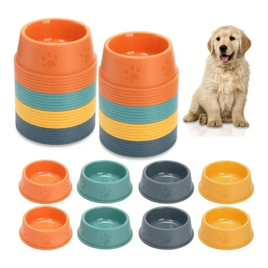 Dog Supplies Dogs Accessories Pack Plastic Dog Bowl, 10 Oz Reusable Pet Food And Bowl With Cute Print, Stackable Puppy Feeding B