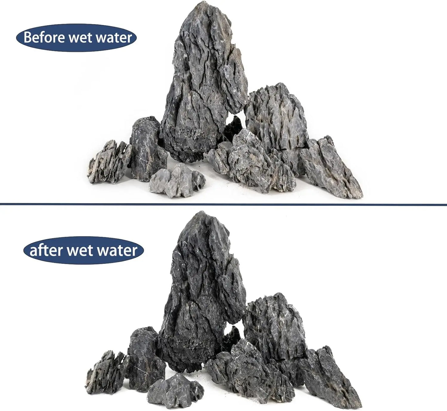 Natural Seiryu Stone Rocks for Aquariums, Fish Tank Decor, Landscaping Model - 20lb (2-8 inch)