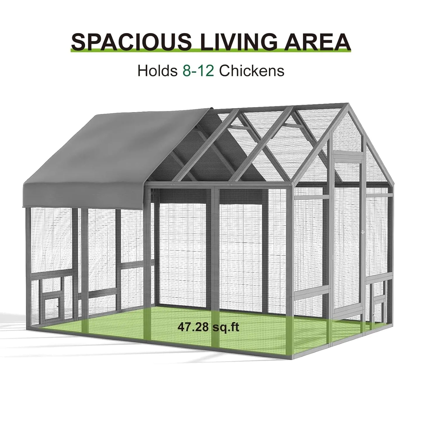 Wood Chicken Coop with Nesting Box, Wooden Chicken Coop with Run, Outdoor Walk-in Poultry Cage, Customized