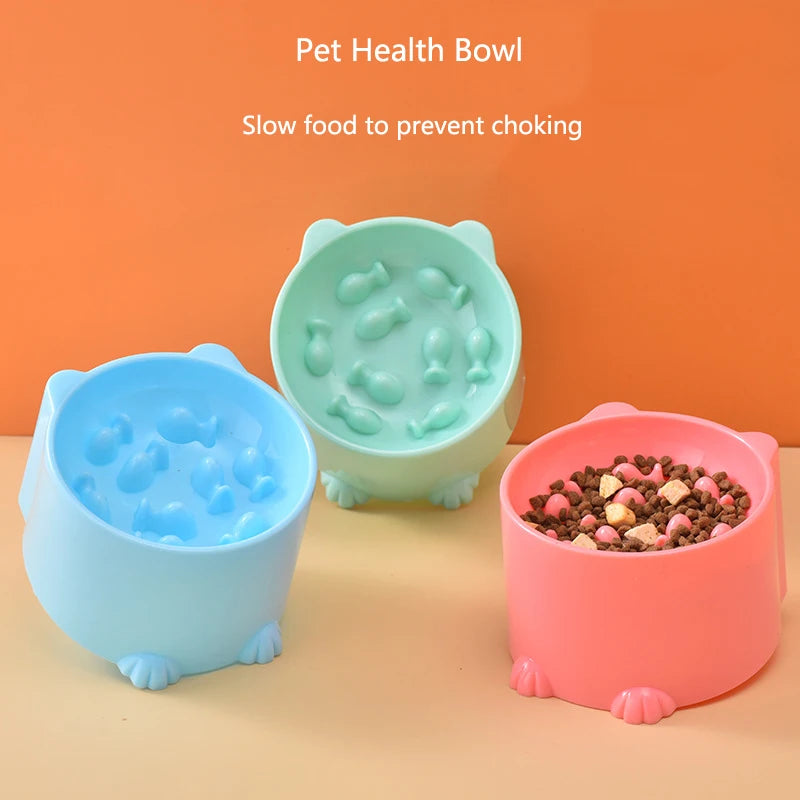 Cat slow food bowl small cat and dog anti-choking bowl neck protection design cat and dog feeding device pet supplies