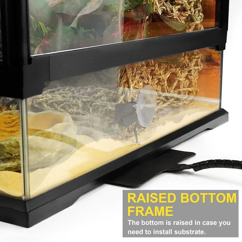 12x12x18 Glass Terrarium Tank, 10 Gallon, Heat-Resistant Frame, Dual Swing Doors for Reptile Habitat