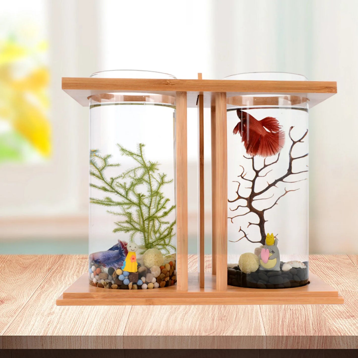2 Desktop Micro Landscape Fish Tank Small Betta Desktop Dual Glass Fish Tank Mini Table Aquarium Betta Fish Bowl