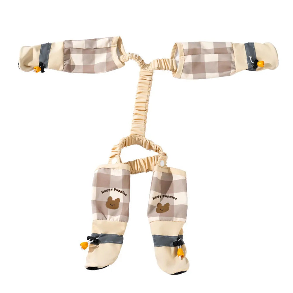 Anti-Slip Dog Paw Protector Shoes with Suspender Anti-Slip Stain Resistant Pets Dustproof Pants for Puppy Small Dogs