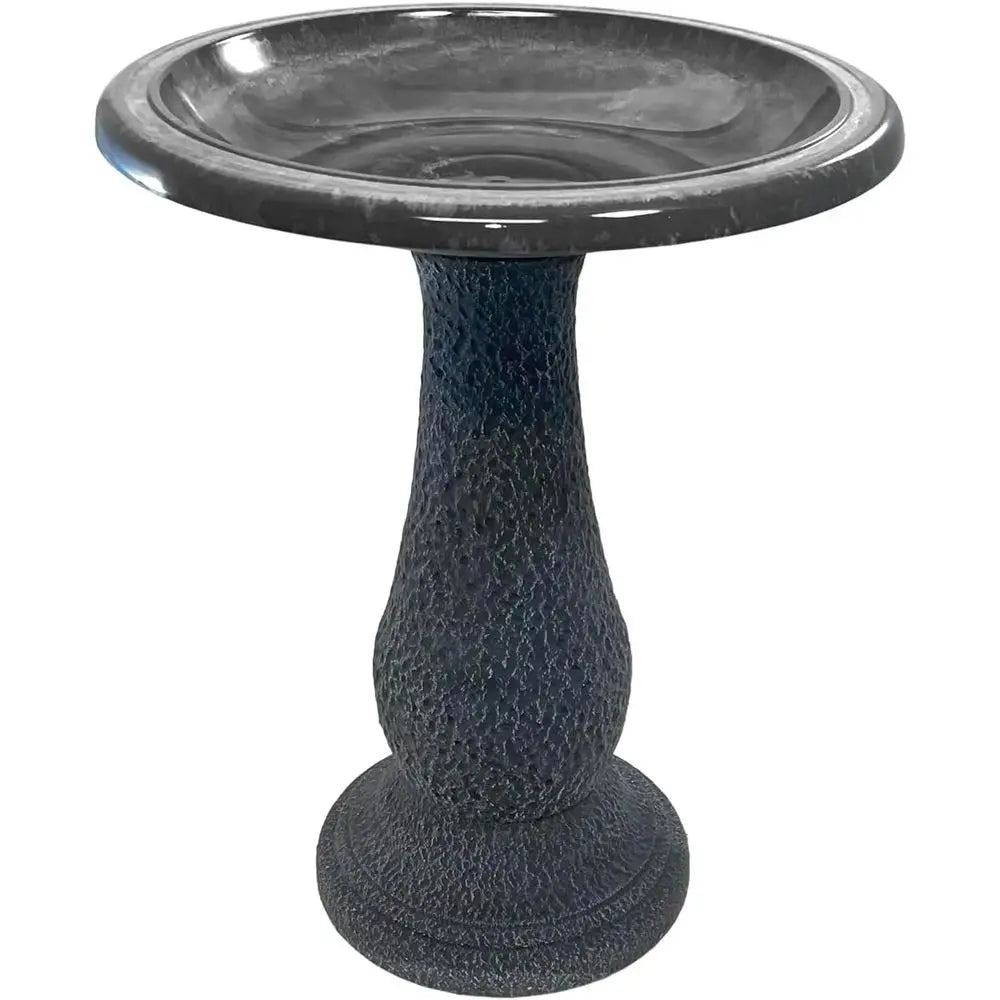 Tierra Garden Birdbath or Outdo- 24" Cool Gray iber Clay Bird Bath Bowl and Stand, Easy Assembly UV-Resistant Bird Baths or Outs