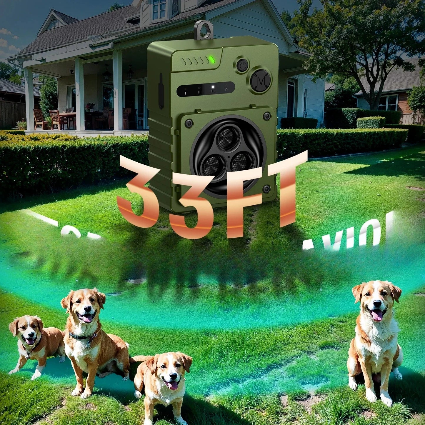 Repellent Automatic Ultrasonic Dog Anti-Bark Device Rechargeable High Power Indoor & Outdoor Dog Barking Stopper