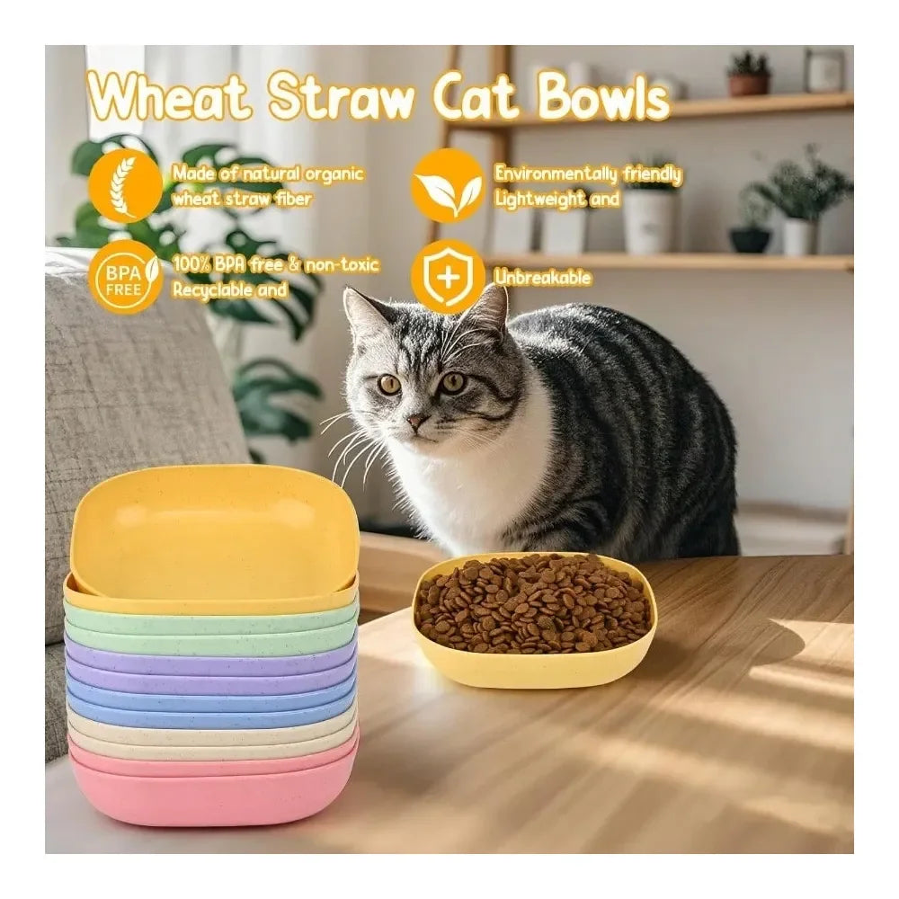 Dog Supplies Dogs Accessories Pack Cat Food Bowl 5.7 Inch Cat BowlsWhisker Fatigue Pet Dish For Kitten And Small Dogs Multi Squa