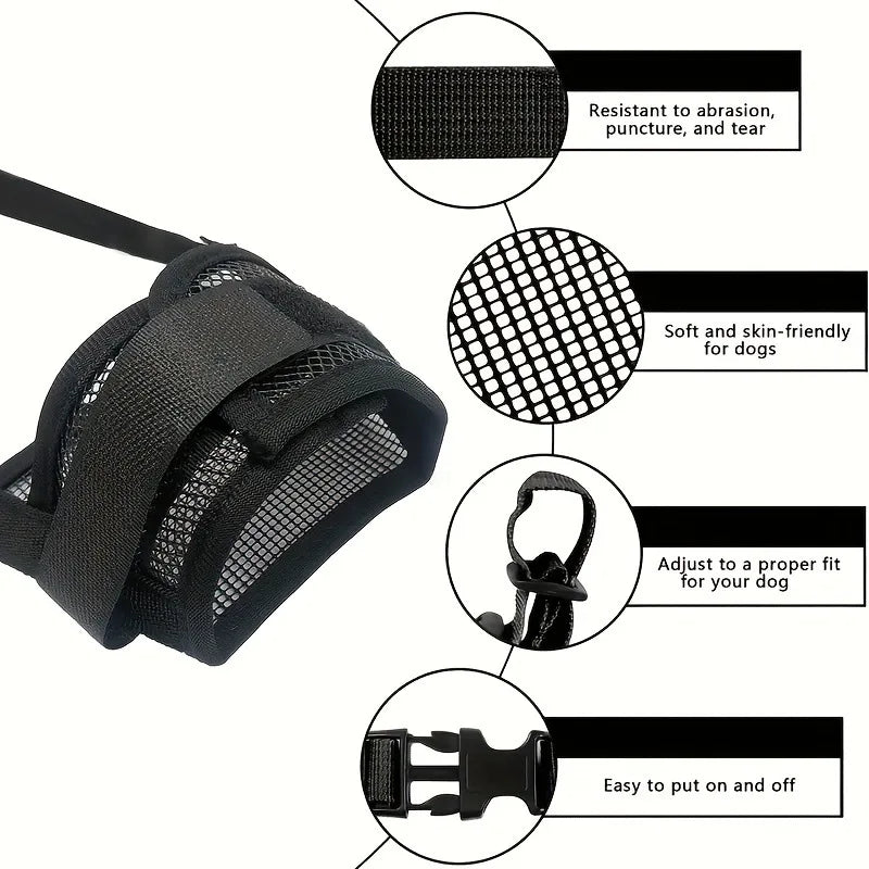 Soft Dog Muzzle Breathable Mesh Muzzle for Small Medium Large Dog Mouth Cover, Adjustable Muzzles To Prevent Biting Barking Dogs