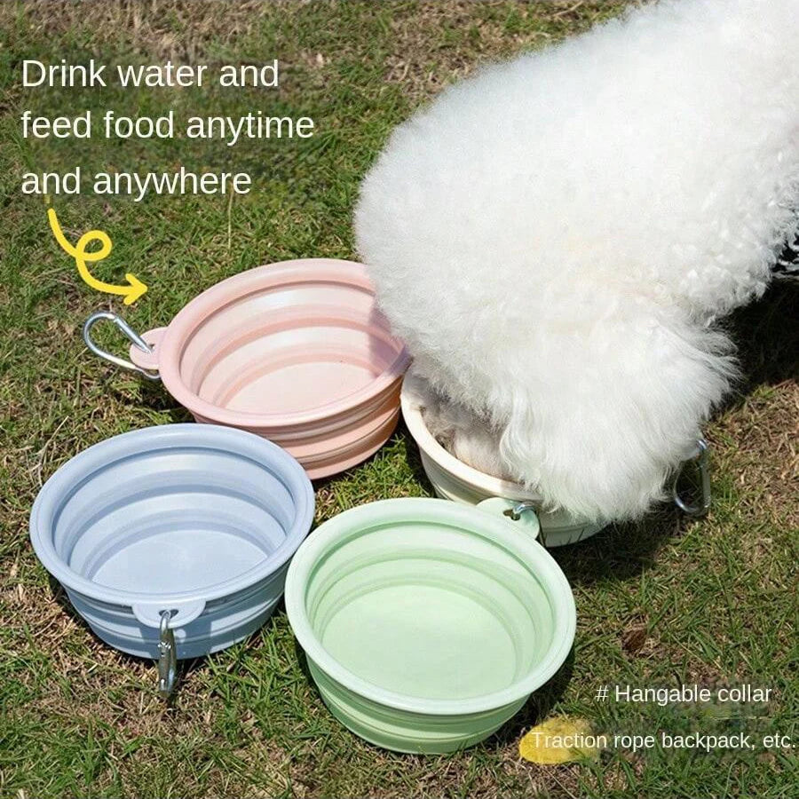 350ml Macaron Color Series Portable Folding Bowl for Pets, Dog Drinking Bowl, Cat Food Bowl, Travel Bowl with Carabiner dog food bowl bebedouro cachorro automático