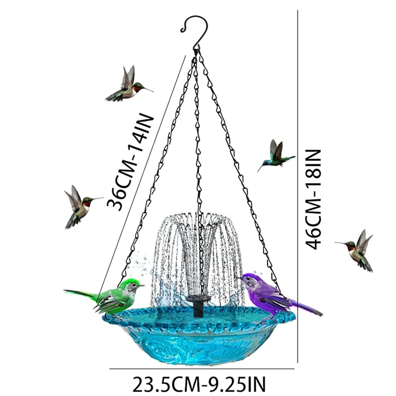 Pet Bird Outdoor Solar Fountain‌ - Floating Hanging Bird Bath with Blue Design Solar-Powered & Eco-Friendly