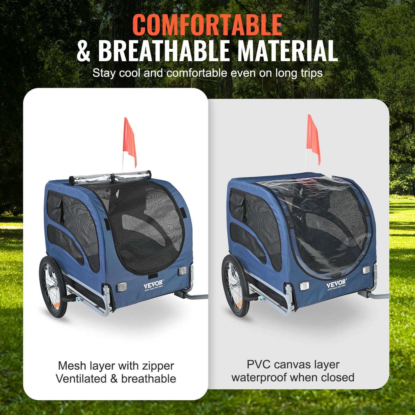 SucceBuy 100lbs Pet Cart Bicycle Carrier Dog Bike Trailer with Coupler, Reflectors, Flag, Collapsible to Store for Dogs Travel