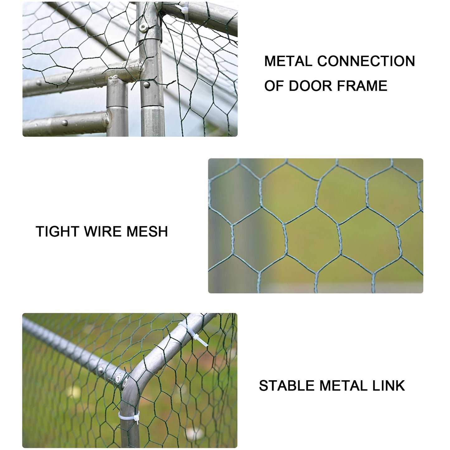 Teousev 10x 10 Ft Metal Chicken Coop Chicken Run Backyard Hen House Poultry Habitat Cage