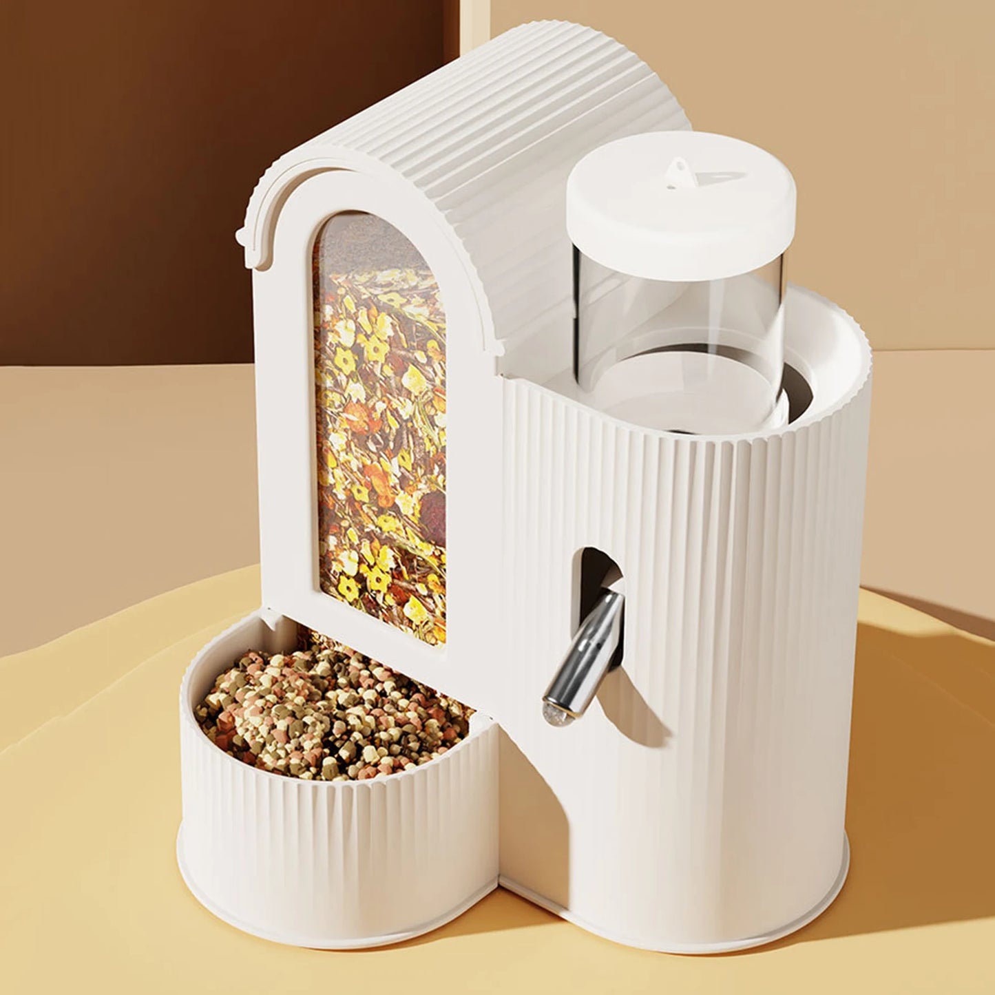 2-in-1 Automatic Food Bowl Large Capacity Hamster Feeder And Waterer Automatic Hamster Feeder No Drip for Hamster Guinea Pig Rat