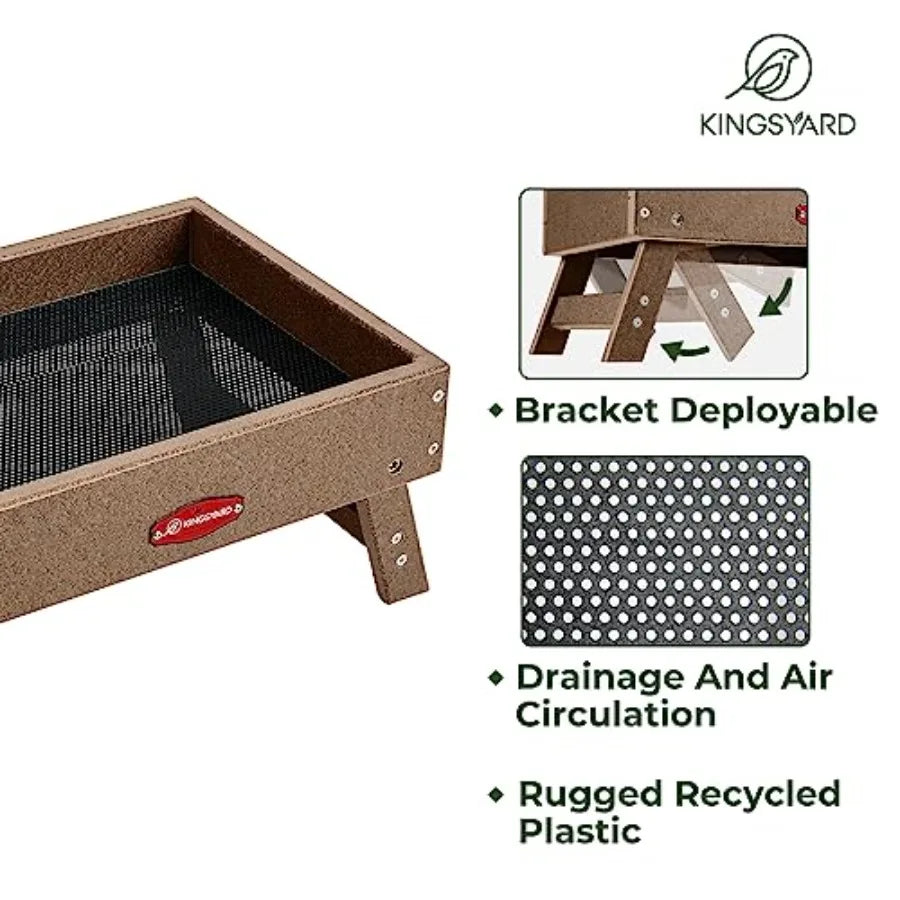 Double Suet Bird Feeder with Weatherproof Roof and Perch + Kingsyard Ground Bird Feeder for Outdoors