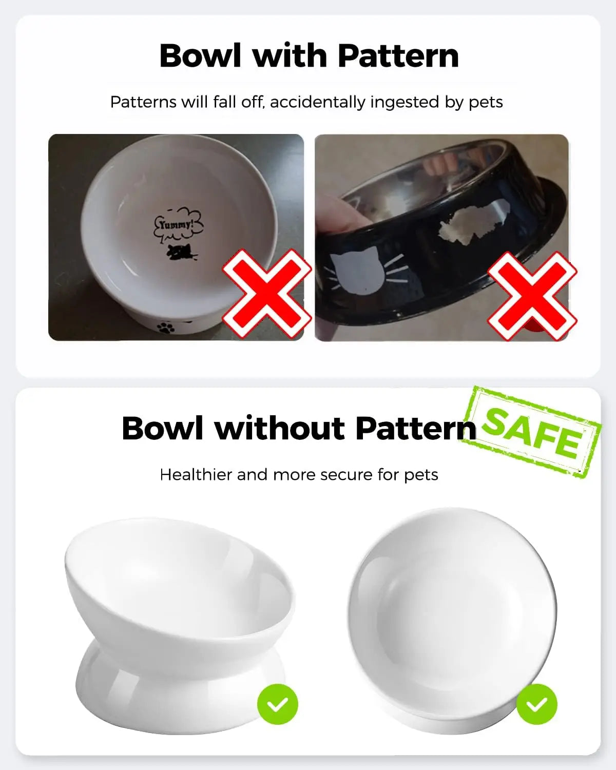 Elevated Cat Food Bowl, 5 Oz Ceramic Raised and Tilted Water Bowl, Anti Vomiting and Protect Pets' Spines Dishes for Small Dog,