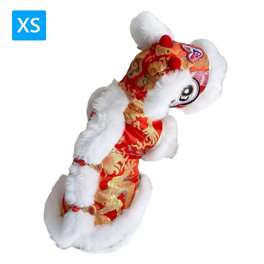 New Year Warm Dog Lion Dance Coat Cute Lion Dance Cloth Dog Clothes for Small Medium Dogs Teddy Schnauzers