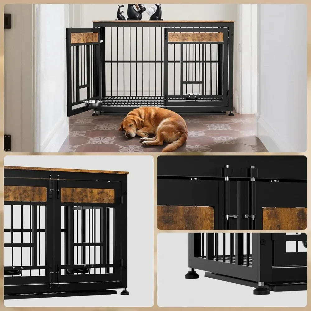48 Inch Heavy Duty Dog Crate Furniture for Large Dogs, Decorative Pet House End Table, Extra Large Wooden Cage Kennel Furniture