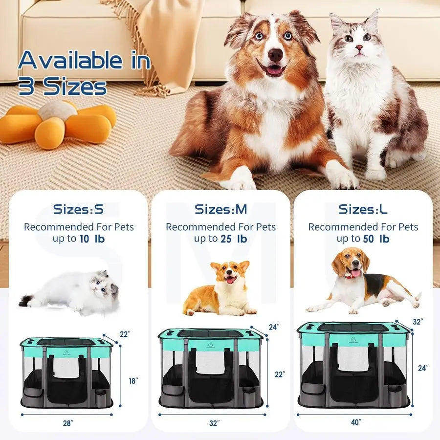 Dog Playpen,Pet Playpen,Foldable Dog Cat Playpens,Portable Exercise Kennel Tent Crate,WaterResistant Breathable Shade Cover, In