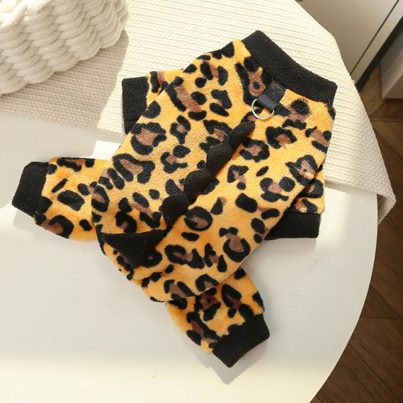 New Small Dinosaur Transforming Dog Clothes Autumn Winter Flannel Warm Teddy Cat Pet Clothes Dog Jumpsuits Rompers