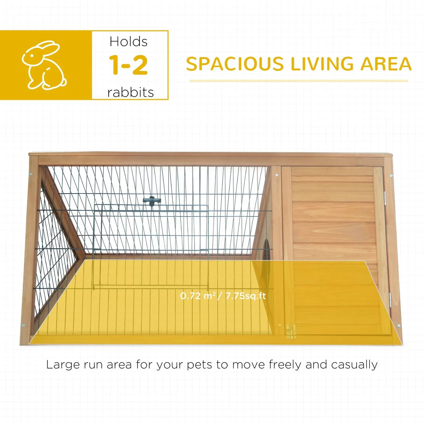 Rabbit Hutch Outdoor, Wooden Chicken Coop with Run, Brown