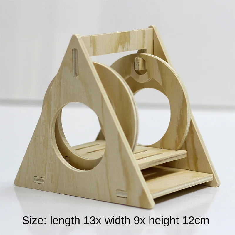 Hamster Toys Wooden Furniture Hamster Cages Wooden Running Wheels Villas Swings Wooden Nests Bite Resistant Small Houses