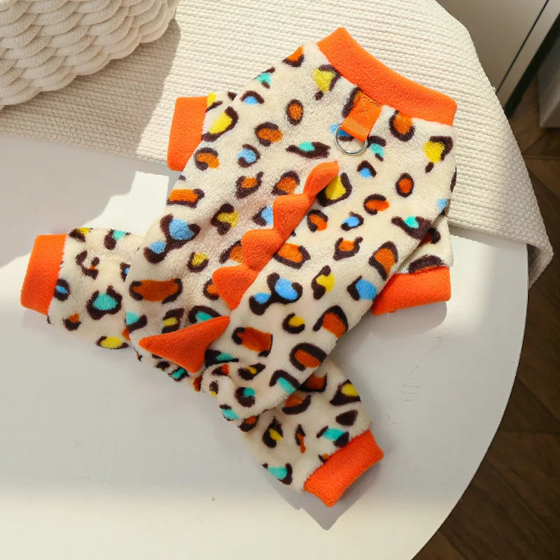 New Small Dinosaur Transforming Dog Clothes Autumn Winter Flannel Warm Teddy Cat Pet Clothes Dog Jumpsuits Rompers