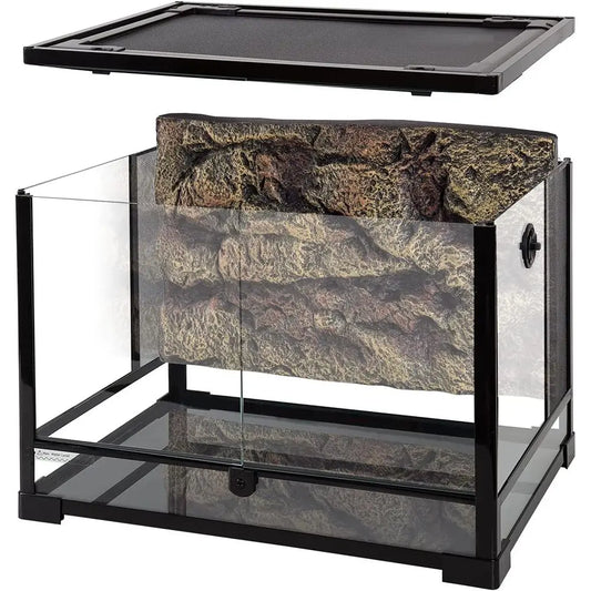 24 x 18 x 18 Large Glass Reptile Tank with Foam Backs, Double Hinged Door & Screen Vent