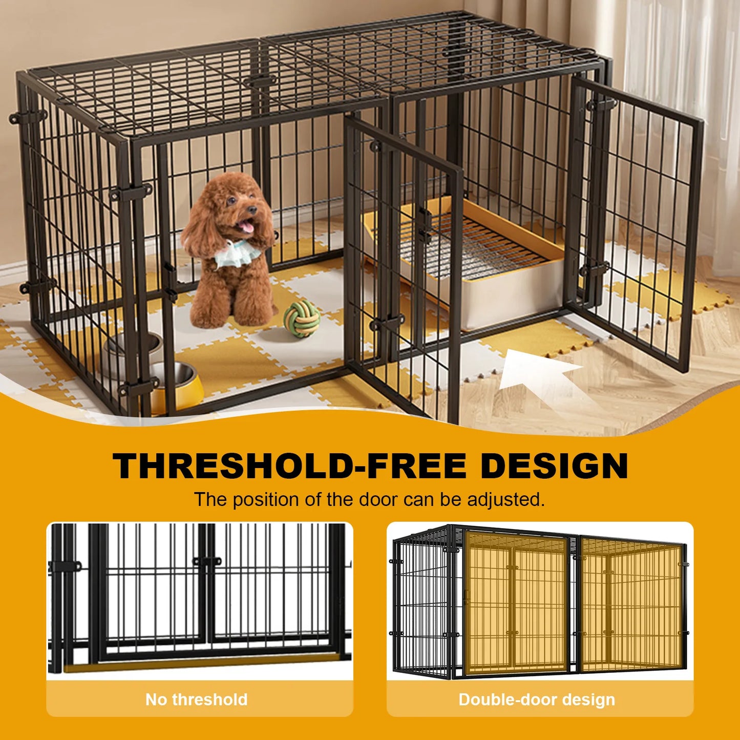 47 Inches Portable Pet Playpen for Small Medium Dogs Kennel 4 Panel Iron Wire Puppy Cat House Cage Indoor Outdoor Pet Exercise