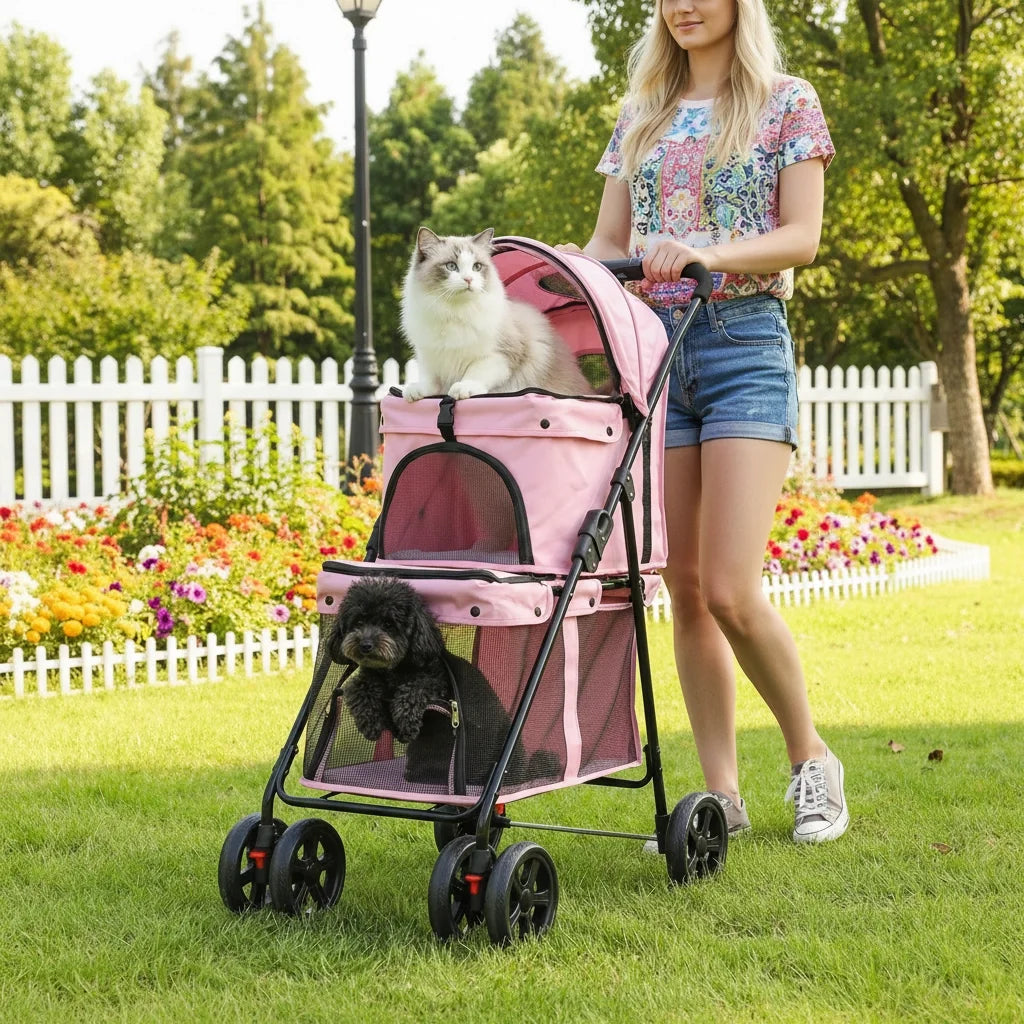 Double Pet Stroller for Dogs and Cats,Cat Strollers for 2 Cats,Double Dog Stroller for 2 Small Medium Dogs