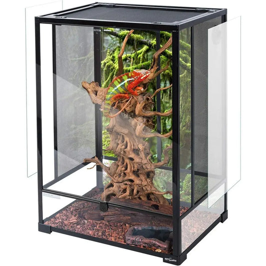 67 Gallon Tall Glass Reptile Terrarium with Double Hinged Door and Screen Ventilation for Rainforest Habitat