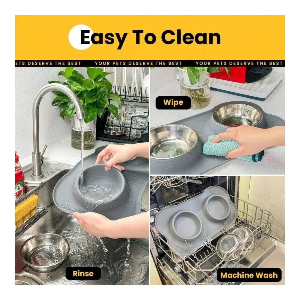 Dog Supplies Dogs Accessories Bowls With Silicone Feeding, No Spill Food Dish Set, Dishwasher , 2 Stainless Steel Puppy Bowls, S