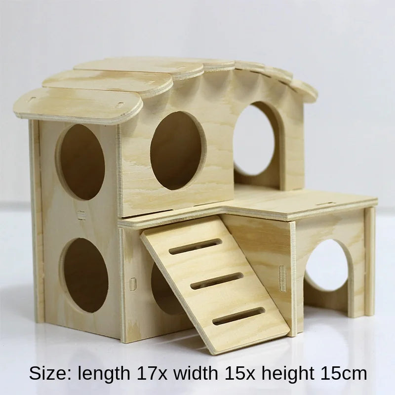 Hamster Toys Wooden Furniture Hamster Cages Wooden Running Wheels Villas Swings Wooden Nests Bite Resistant Small Houses
