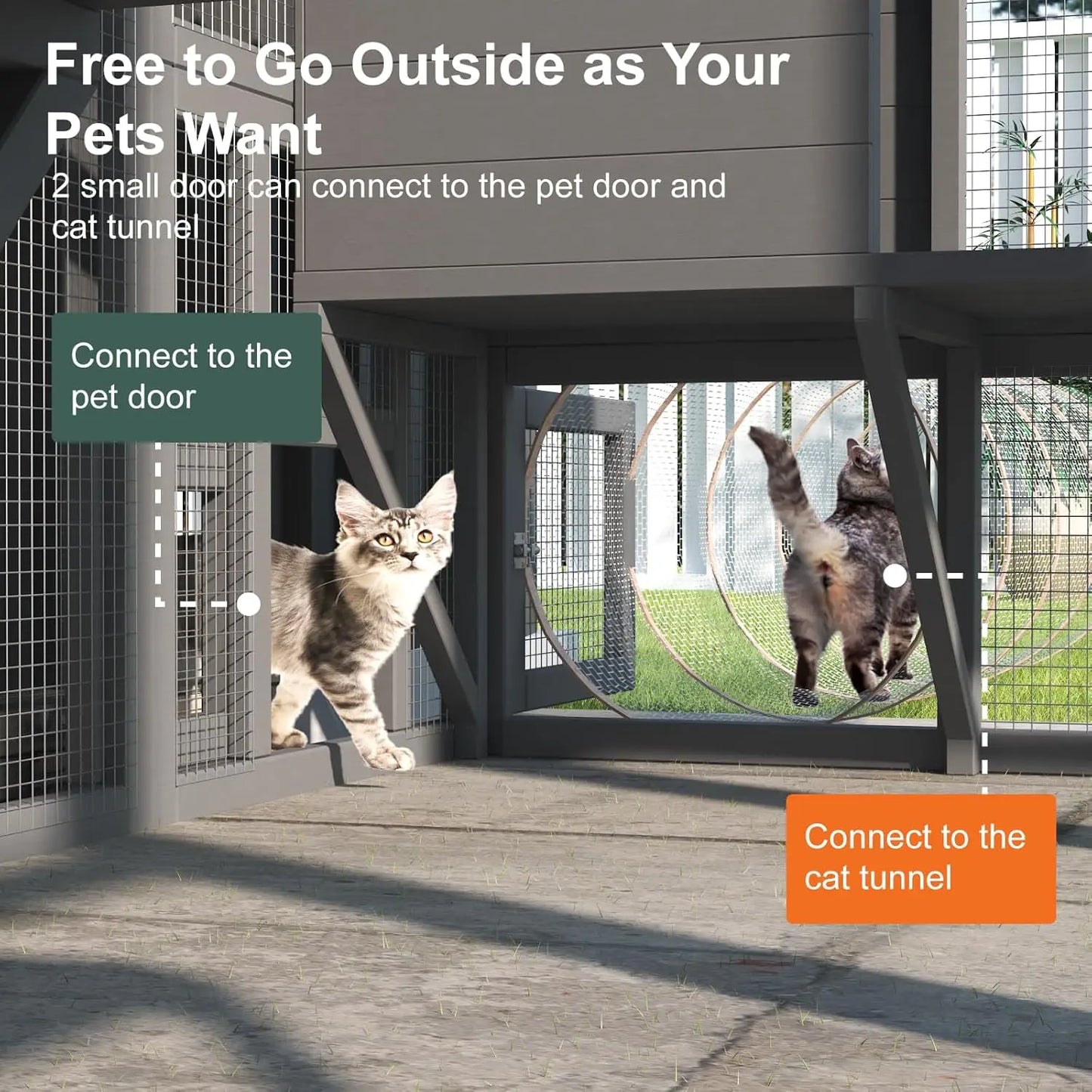 72" Large Catio Outdoor Cat Enclosure, Walk-in Cat Cage  House for Multiple Indoor Outdoor Cats, Shelter 7 Platfo