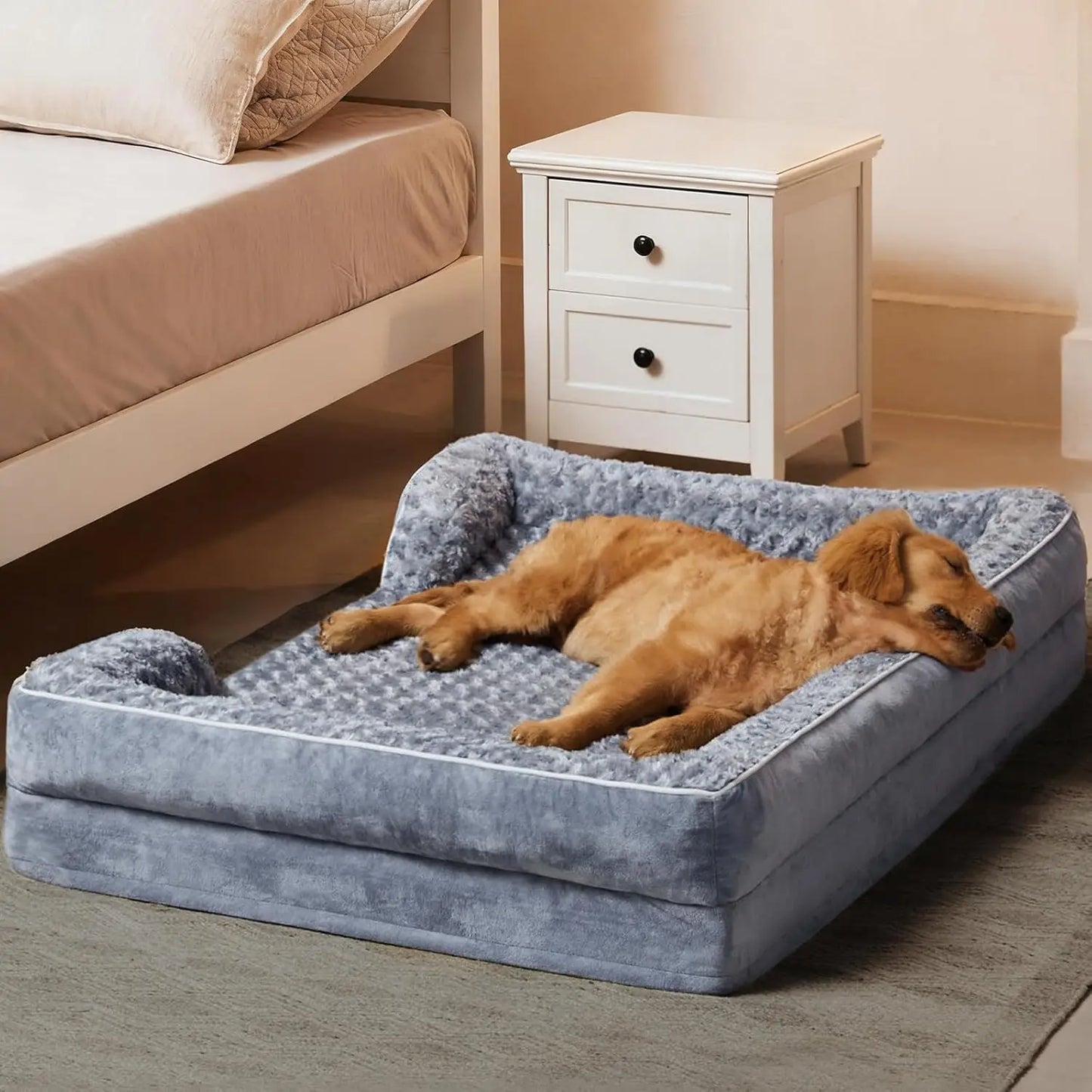 Washable Orthopedic Dog Sofa Bed with Waterproof Lining for Large Dogs, Non-Skid Bottom